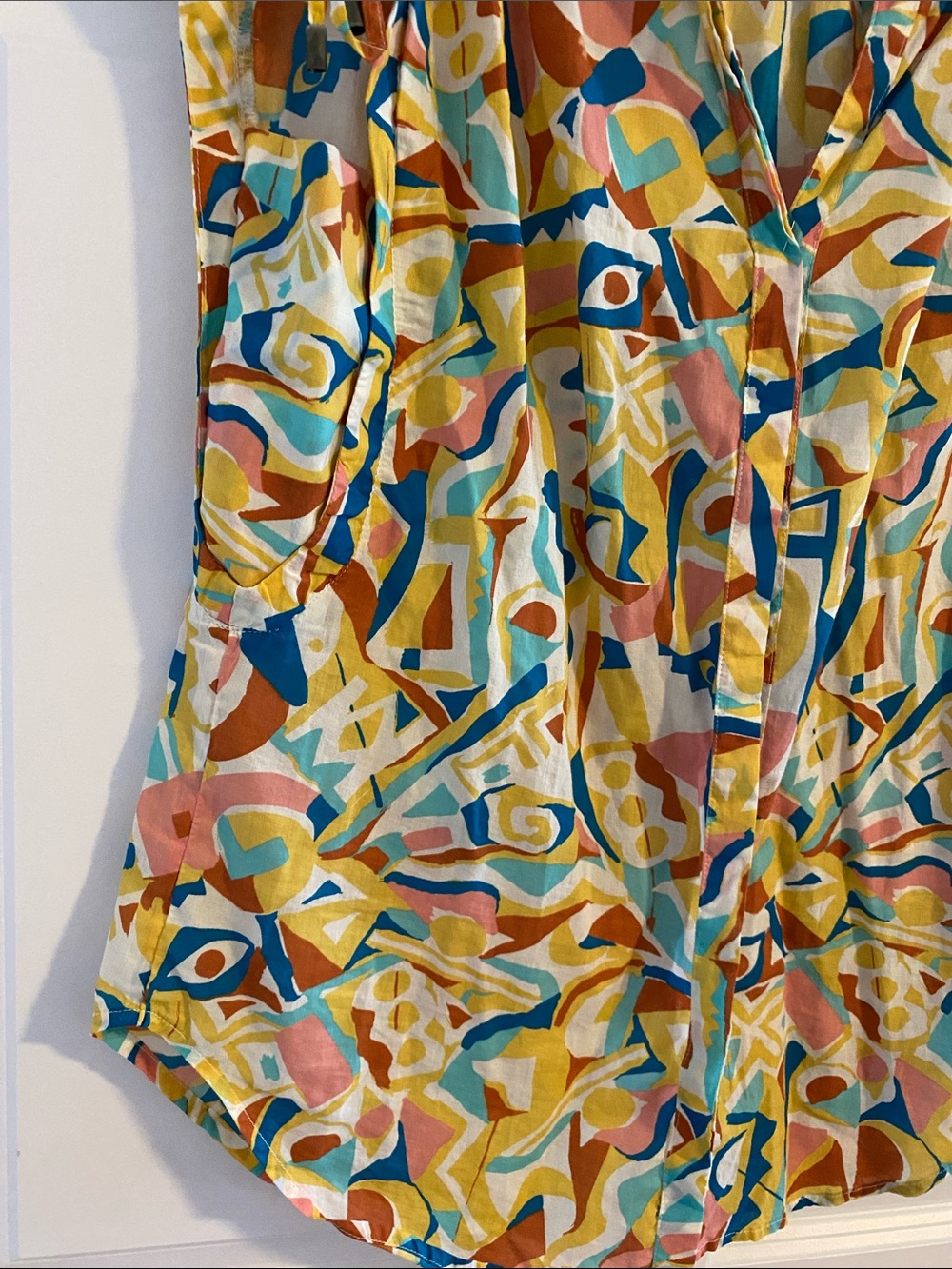 Anthropologie Danielle Kroll Printed Button-Up Top Sleeveless Blouse M - Picture 5 of 14